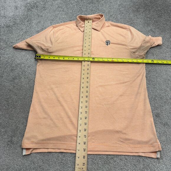 Johnnie-O SF San Francsico Giants MLB Polo Shirt Men Medium Orange White Striped - Picture 9 of 12
